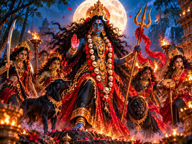 Mystical Moonlit Goddess and Guardians