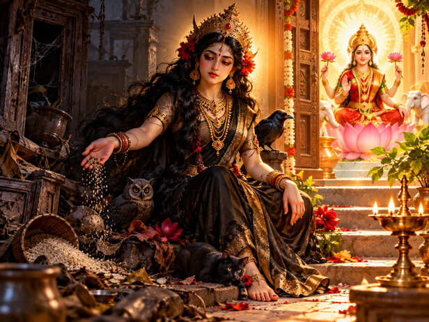 Goddess Between Shadow and Abundance