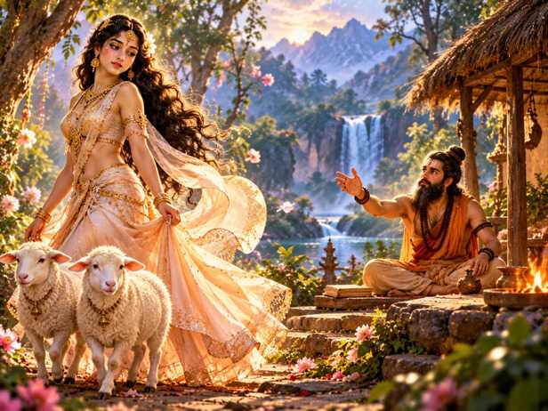 Celestial Apsara and the Sage’s Farewell