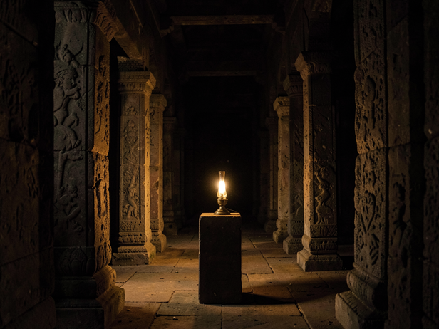 Ancient Temple's Golden Glow