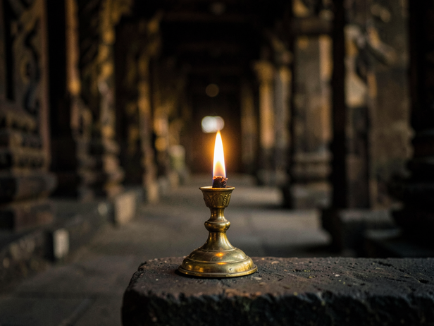 Temple Lamp's Golden Glow