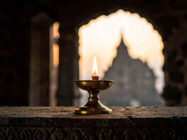 Temple Lamp's Golden Glow