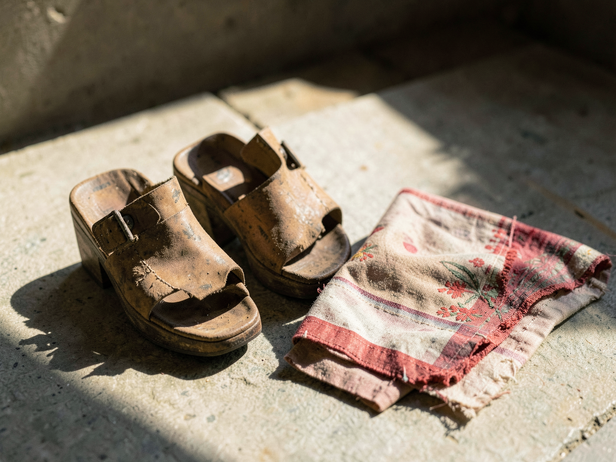 Sandals and Dupatta Still Life