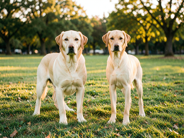 Two Labradors, Different Builds
