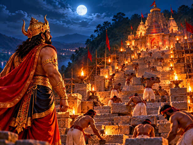 Narakasura Building the Staircase at Night