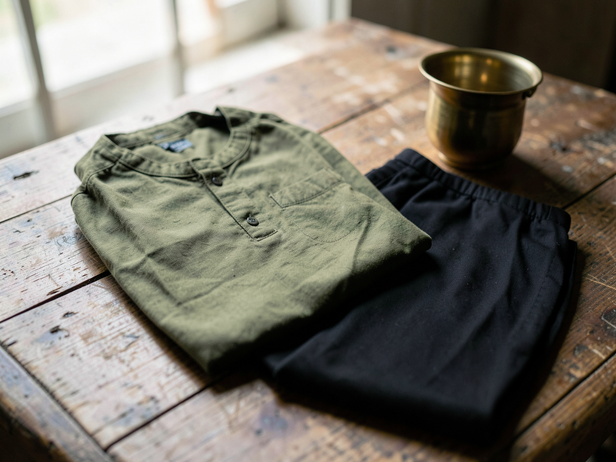 Olive Kurta &amp; Black Palazzo