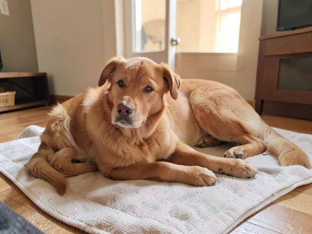 Calm Dog on Mat